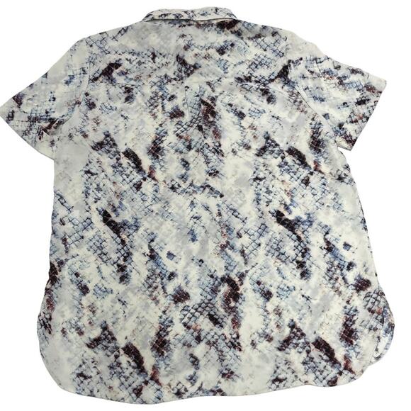 Cynthia Rowley Top Womens Large White Snake Print Button Up Blouse - Picture 2 of 7